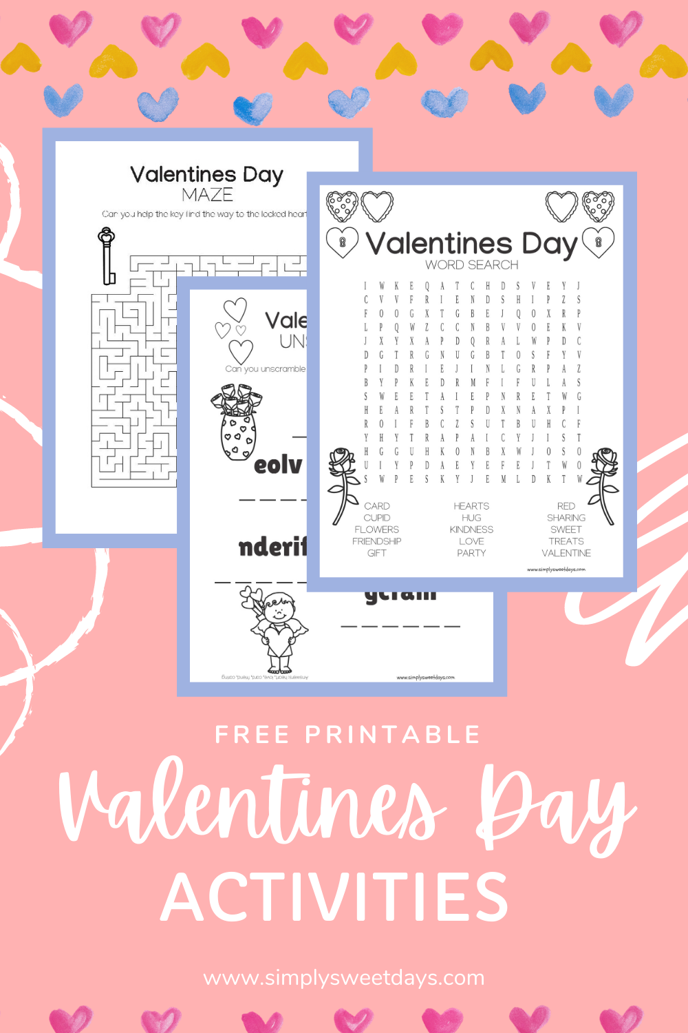 Valentines Day Printable Word Search Maze And Word Jumble Simply Sweet Days