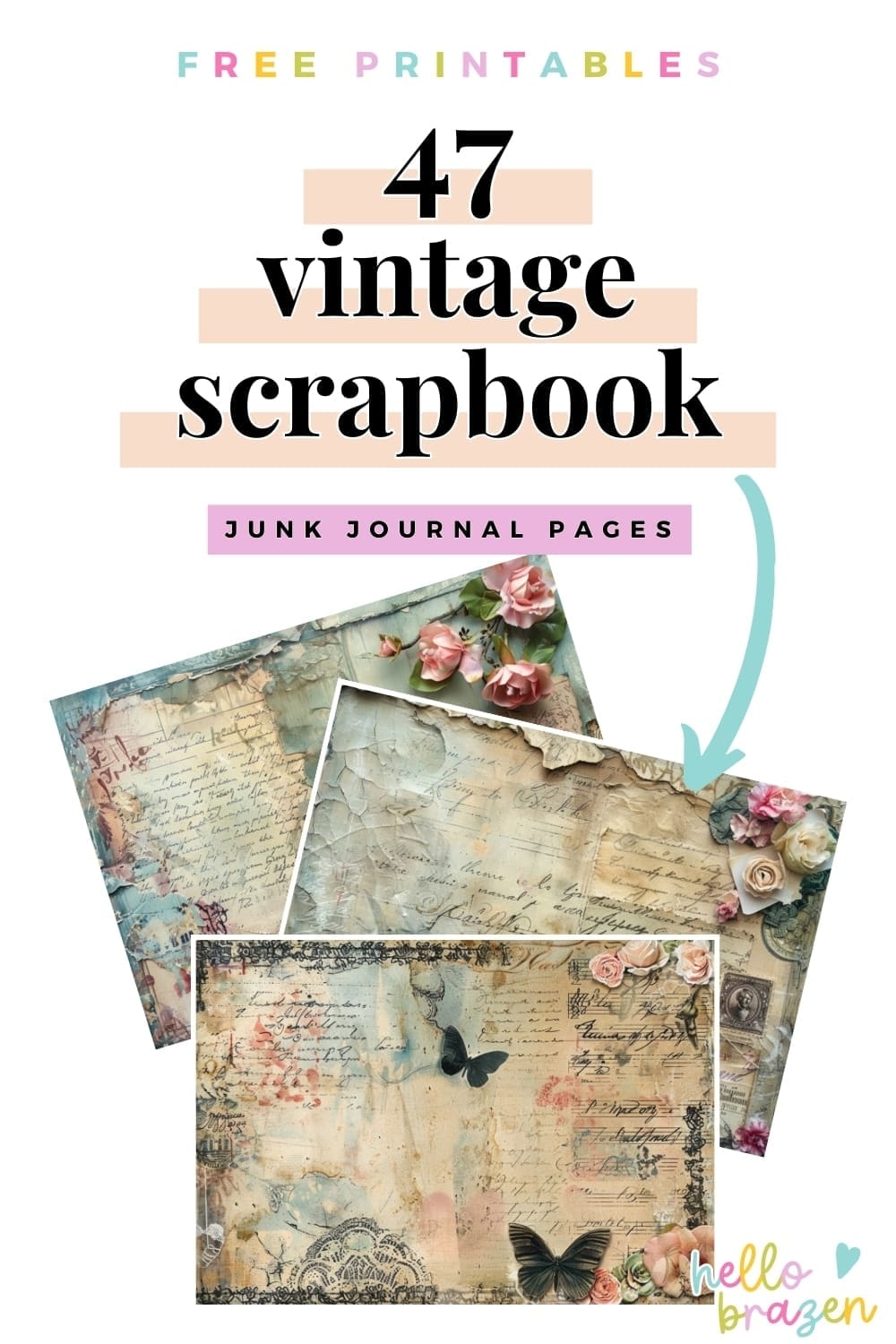 Vintage Scrapbook Junk Journal Backgrounds Free Download Hello Brazen