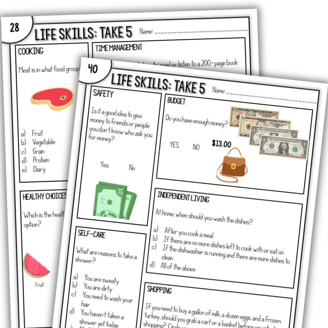 Vocational Skills Worksheets For Special Education Students