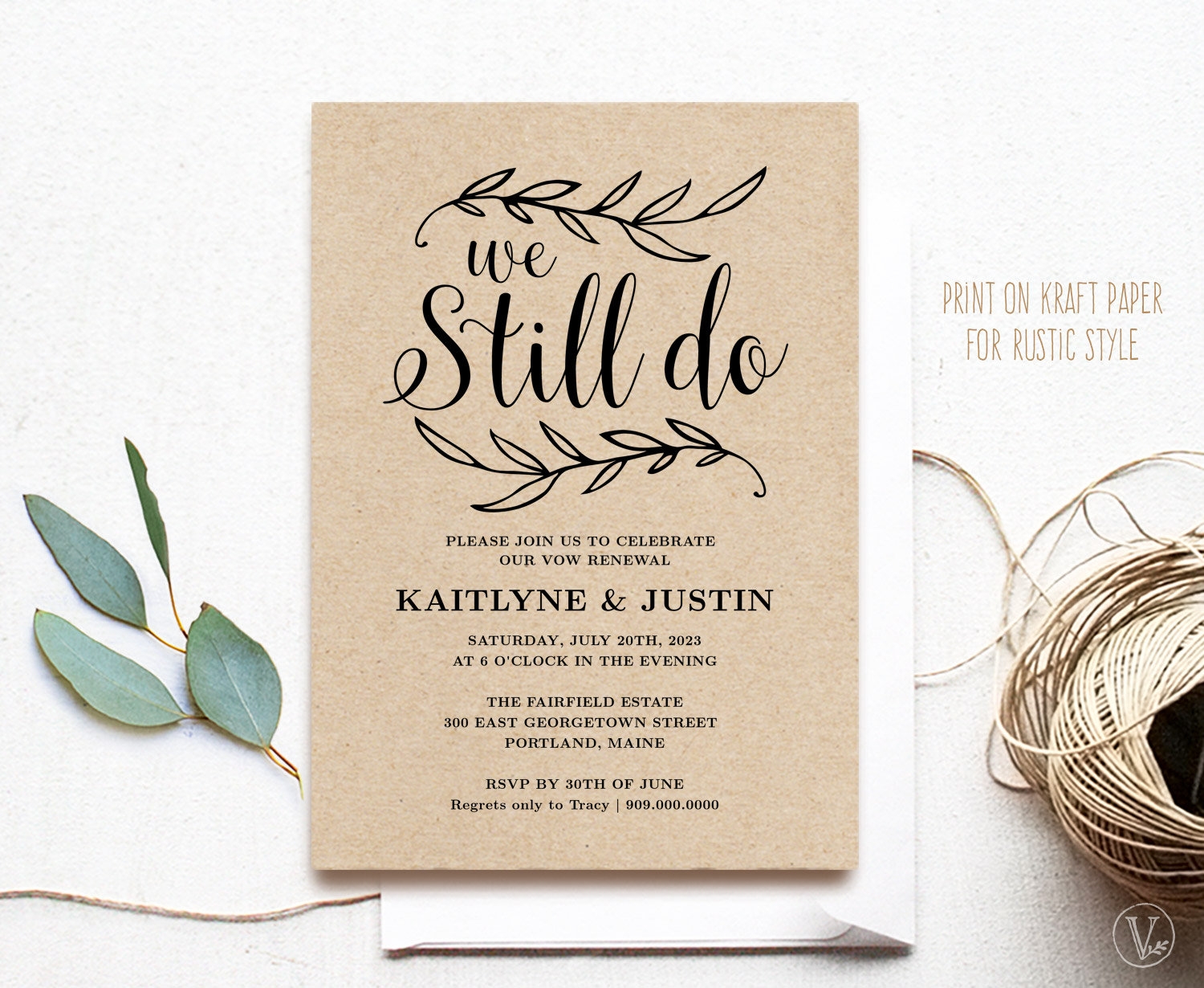 Vow Renewal Invitation Template Printable Wedding Vow Renewal Invitation Kraft Invitation Anniversary Vow Renewal We Still Do VW01 Etsy