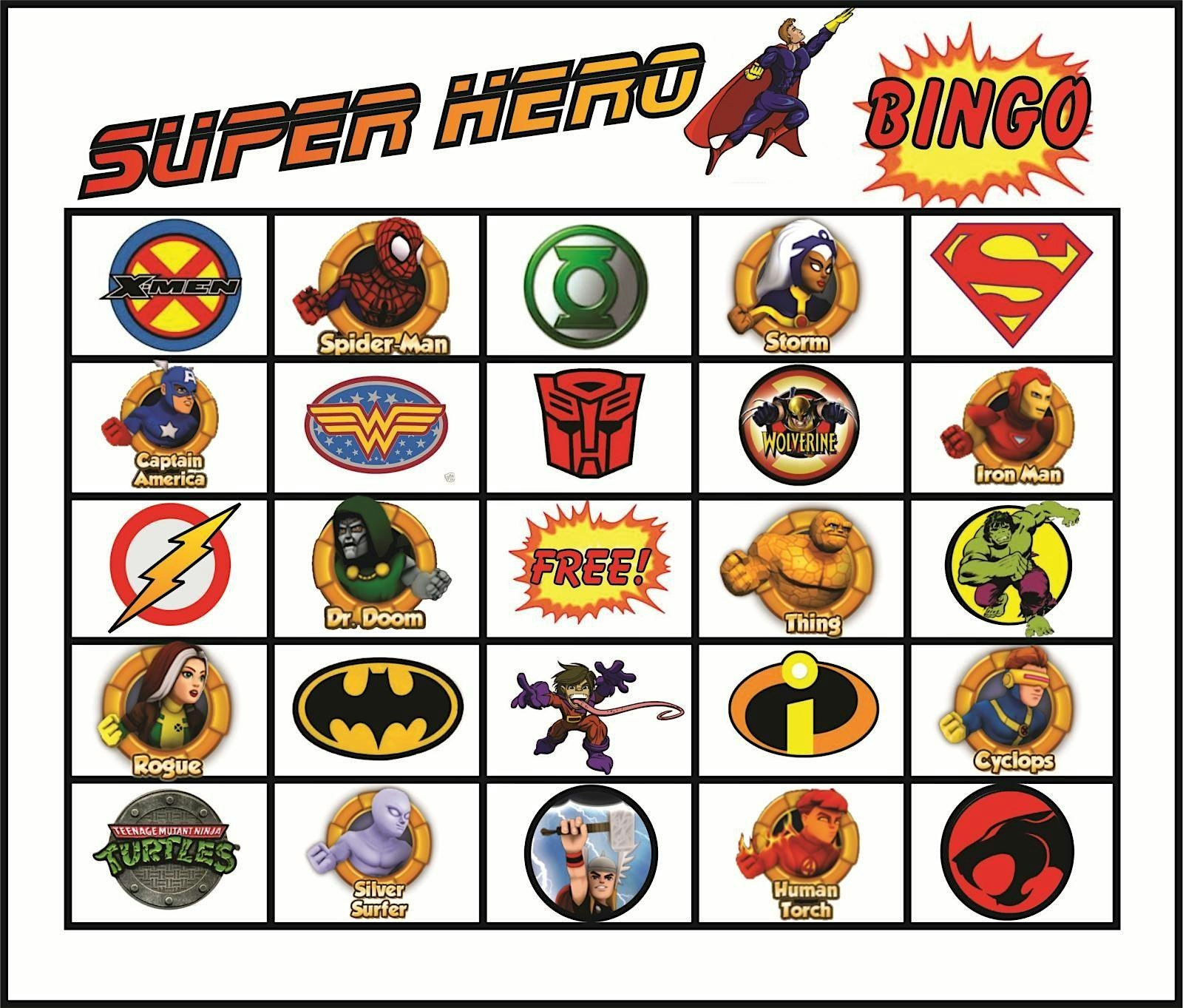 Wasaga Beach Public Library Superhero BINGO
