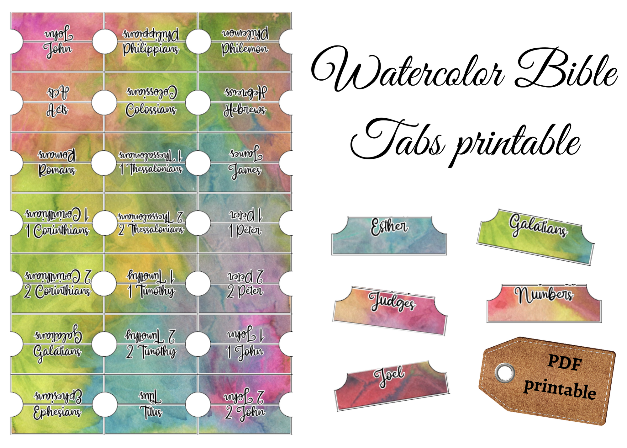 Watercolor Bible Tabs Printable Torah Family Living