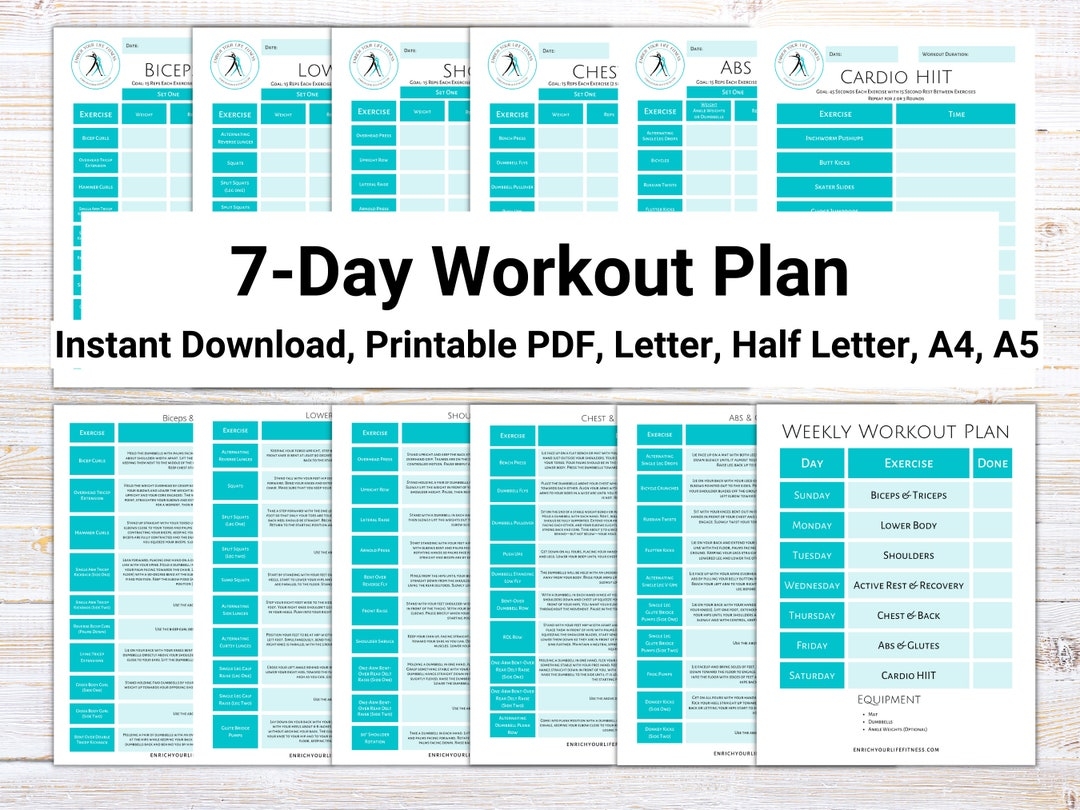 Weekly Workout Plan Printable With Exercises And Tracker log For Home Or Gym An Exercise Program For All Fitness Levels Digital Download Etsy