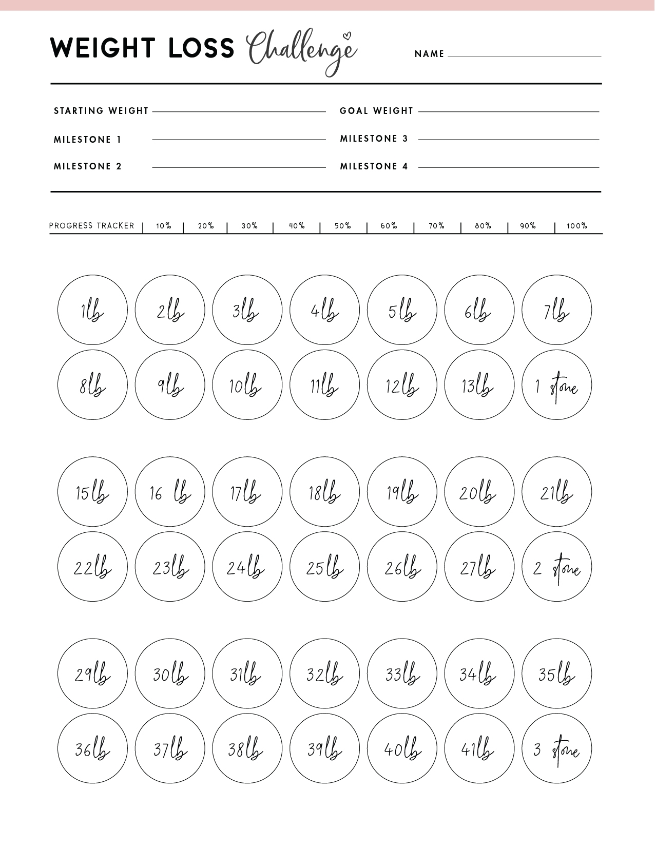 Free Weight Tracker Printable