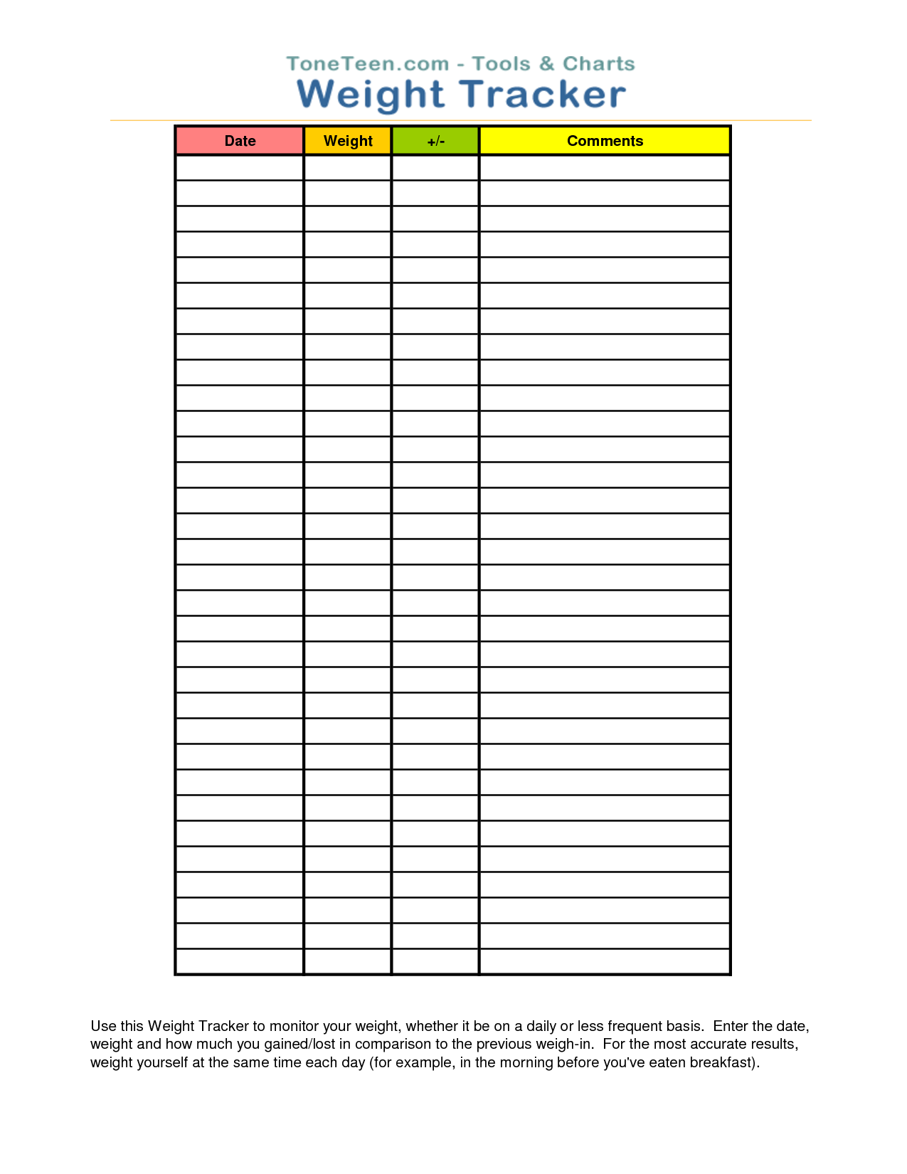 Weight Loss Tracker 10 Free PDF Printables Printablee