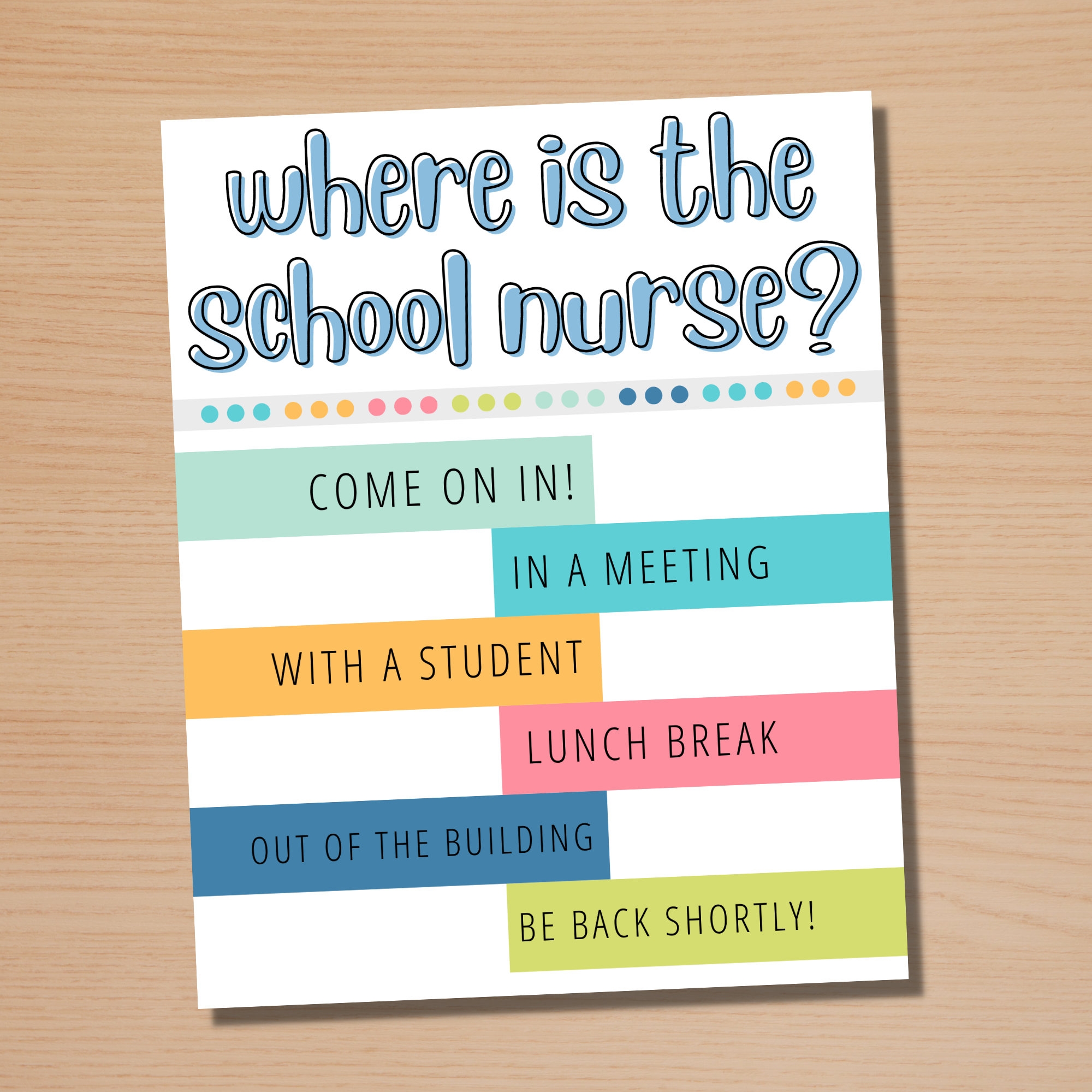 Where Is The School Nurse Sign School Nurse Printable Editable Template Digital Download Teacher Wall Art School Nurse Door Sign Etsy