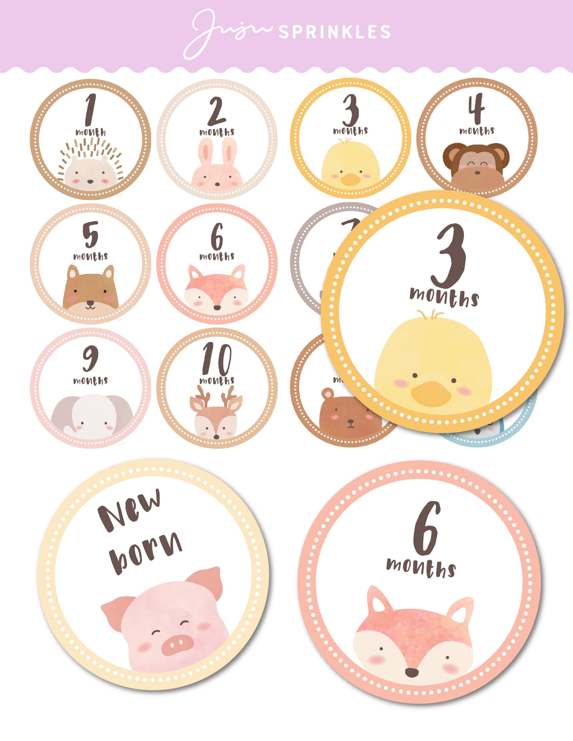 Woodland Animal Baby Milestone Cards Juju Sprinkles