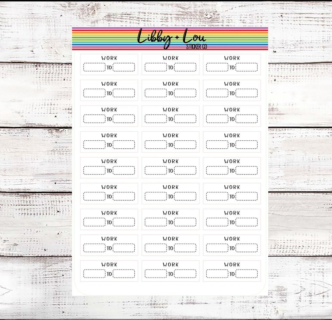 Work Schedule Planner Sticker Work Hours Neutral Stickers Libby And Lou Sticker Co Removable Sticker Etsy
