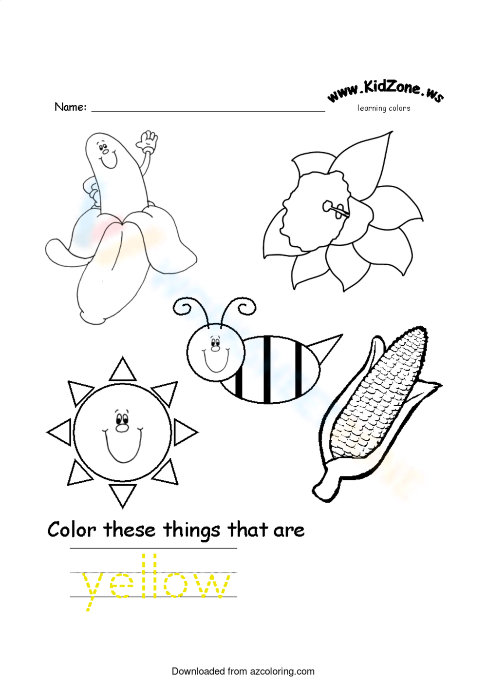 Free Printable Yellow Objects