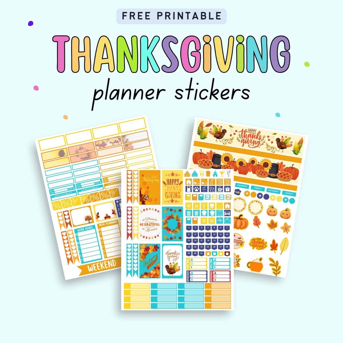 Free Printable Thanksgiving Planner Stickers The Artisan Life